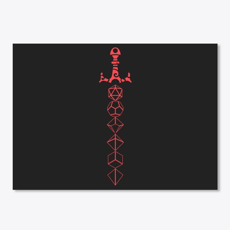 Red Polyhedral Dice Sword Outline