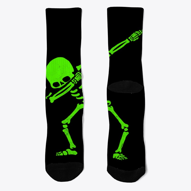 Halloween Dabbing Skeleton Green Slim 