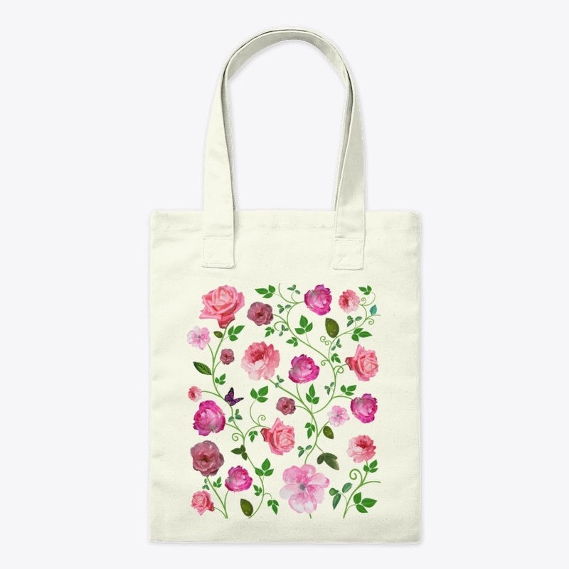 Roses on vines and butterfly