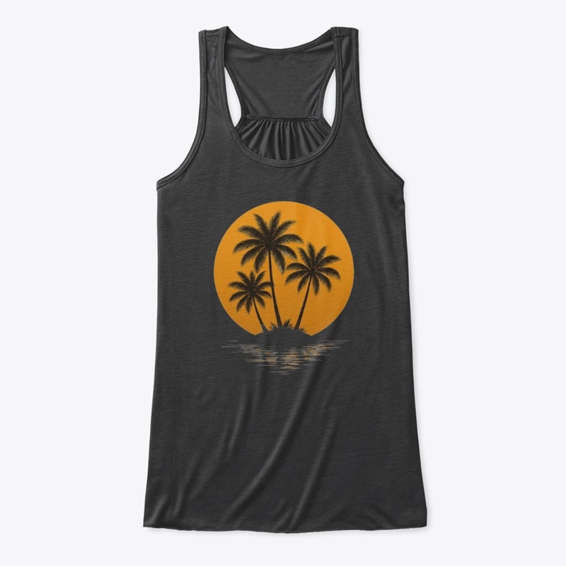Palm trees island sunset 