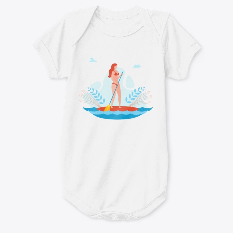 SUP paddle board woman illustration
