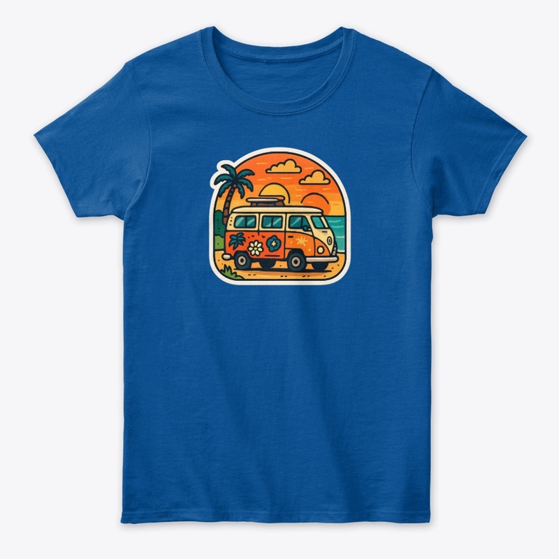 Vintage Beach Van Sticker