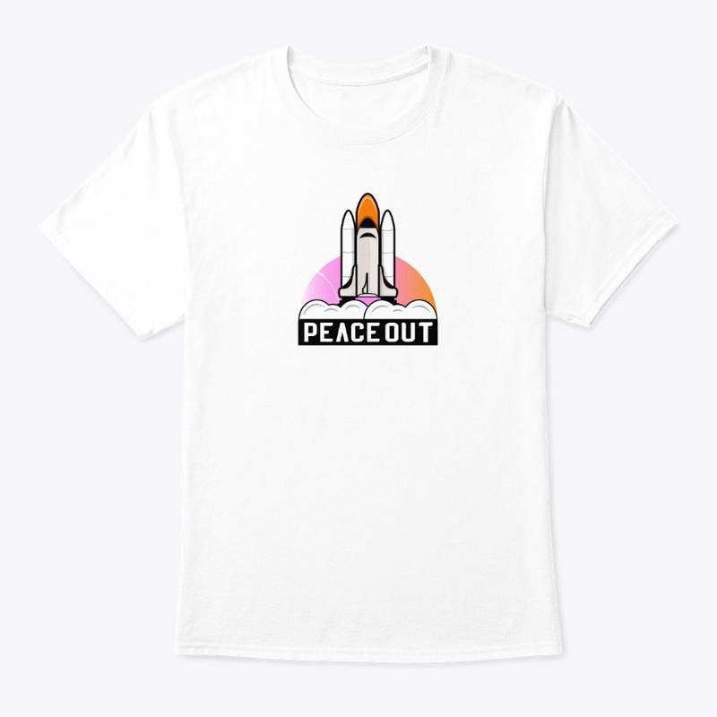Rocket Spaceship Peace Out Text Sunset