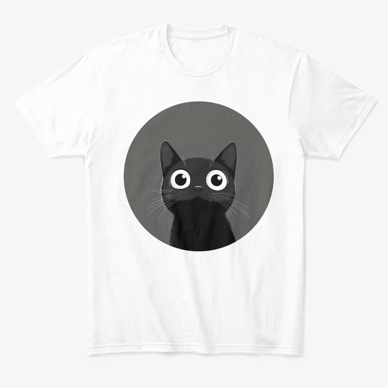 Cute Black Cat on Gray Moon