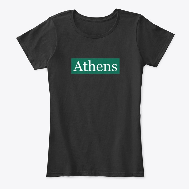 Athens Written in White on Green