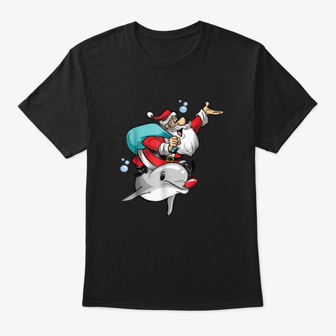 Christmas In July Santa And Rudolph Red  Black T-Shirt Front
