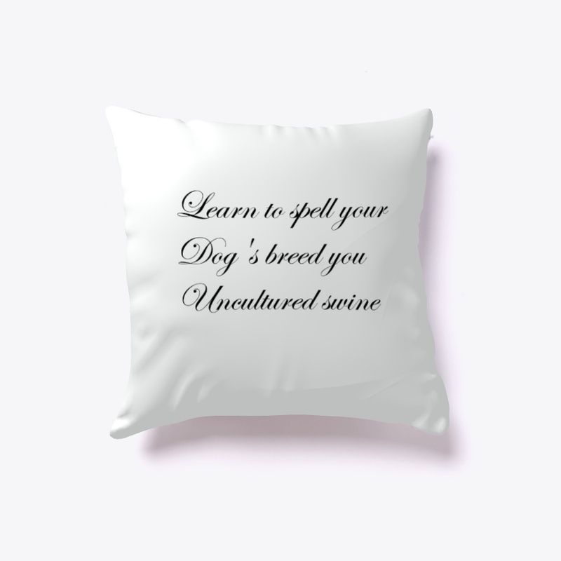 Learn to spell your dog's breed pillow