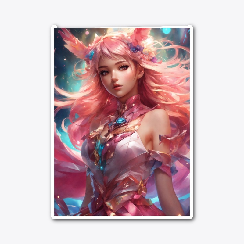 Abstract style anime art magical girl