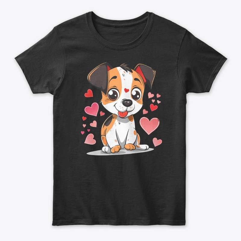 Cute Dog with Hearts Illustration