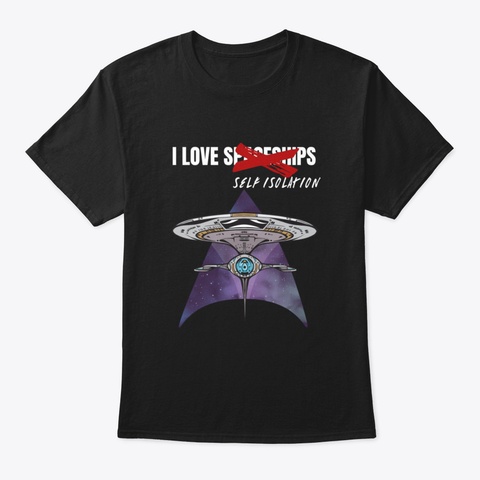 Spaceship Ufo Outer Space Spacecraft Pat Black T-Shirt Front