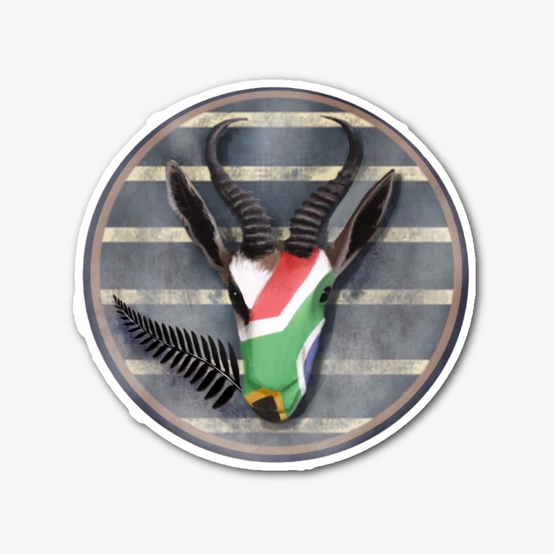 Springbok eating All Black fern