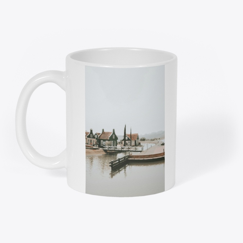 Tranquil Waterfront Village Metal Print