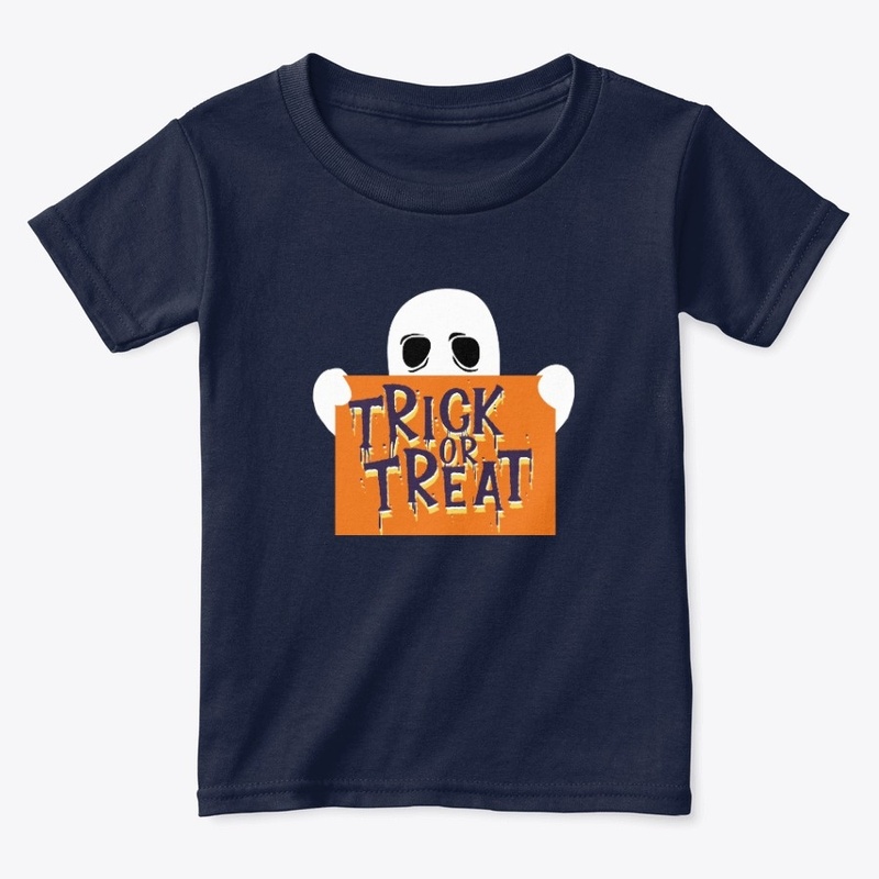 A ghost holding a sign - trick or treat