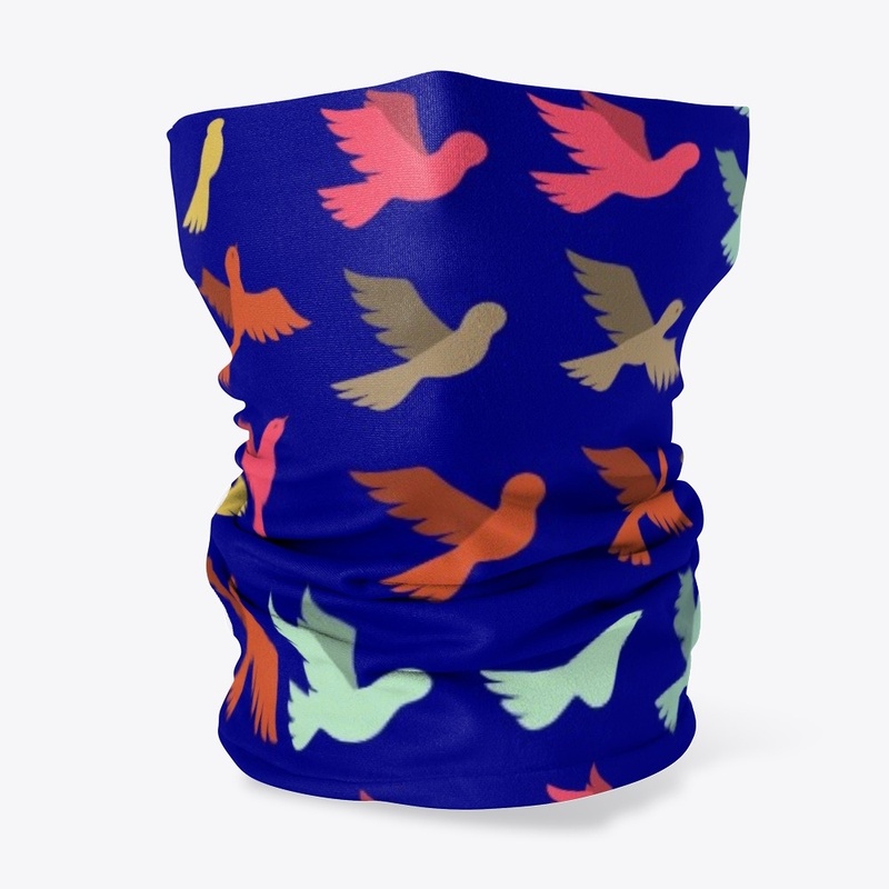 colorful birds face mask