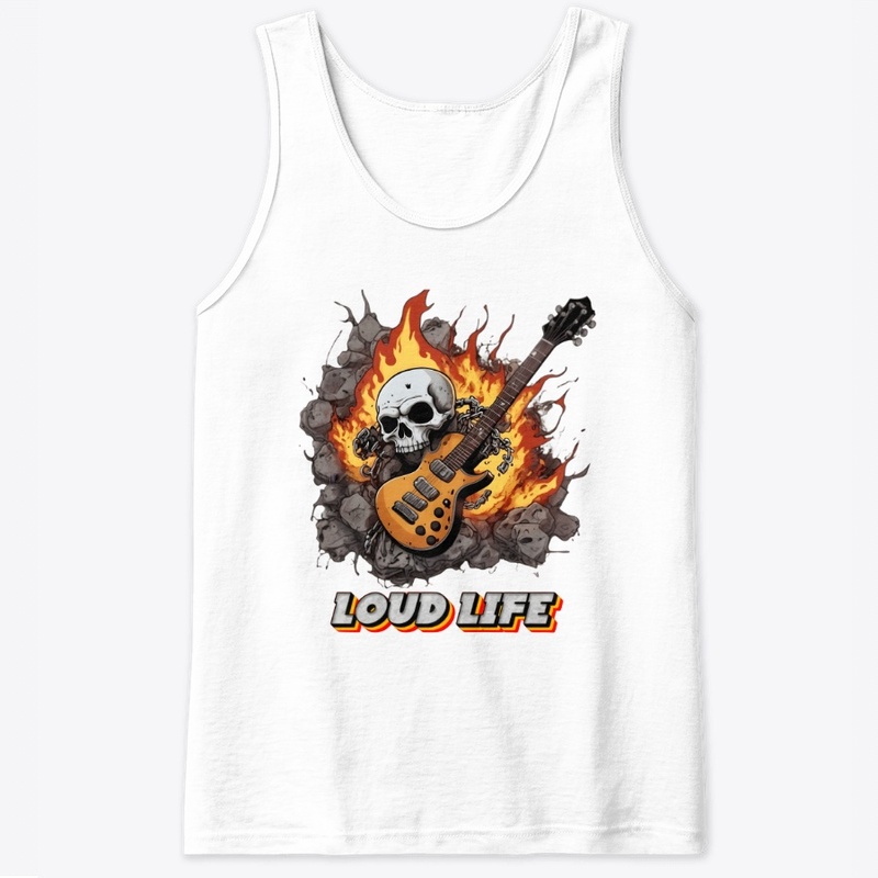 Loud Life – Rock Guitar Skull Flame Art
