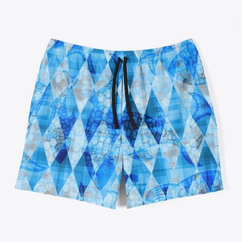 Oceanic Blue Diamond Men's Swim Trunks