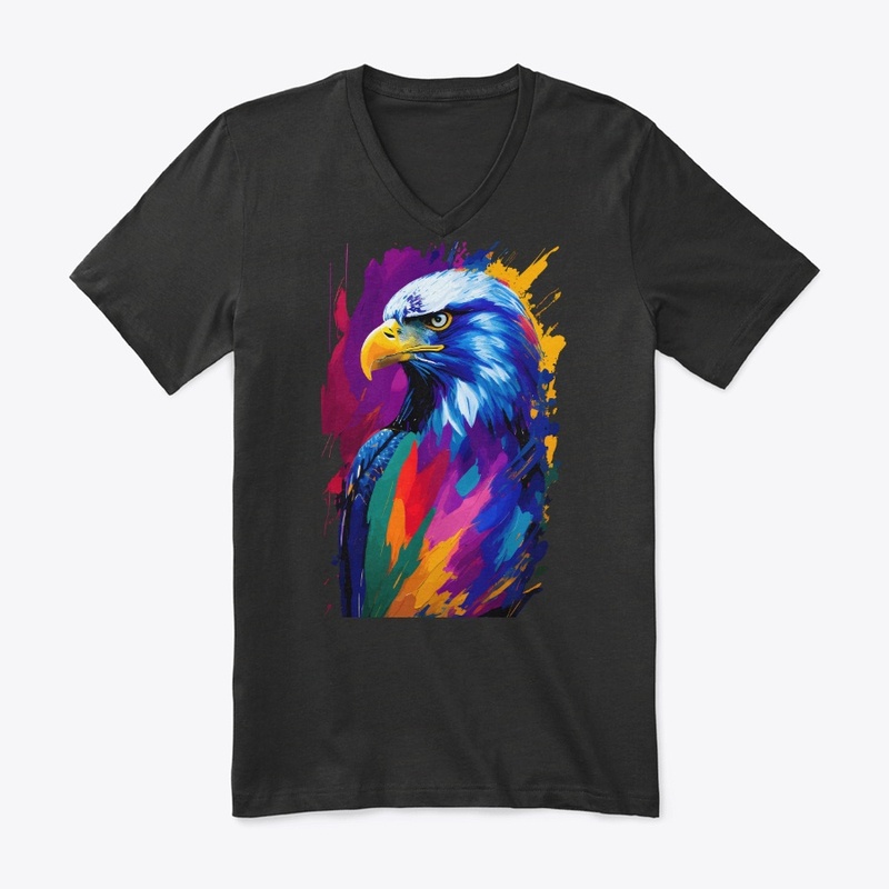 Vibrant Eagle in colorful splatter, left