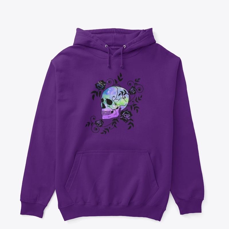 Multi color skull and rose