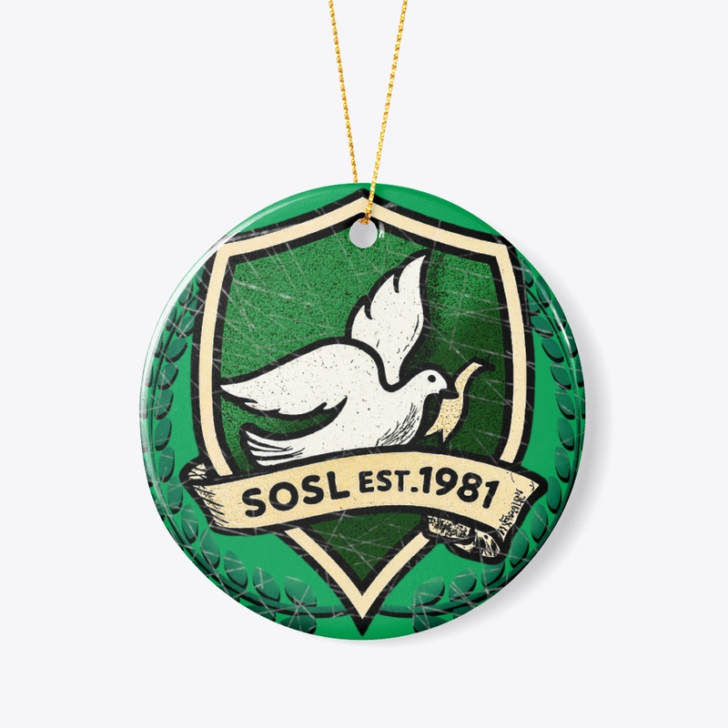 Distressed Shield ornament in emerald