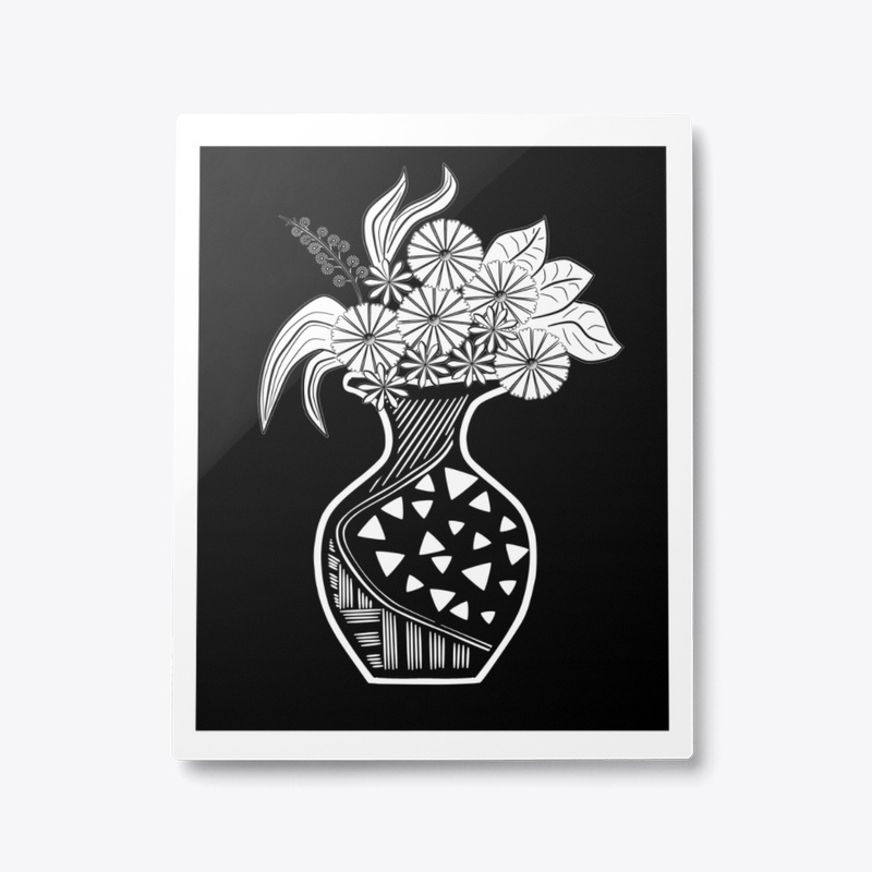 VASE WITH FLOWERS - Metal Print 