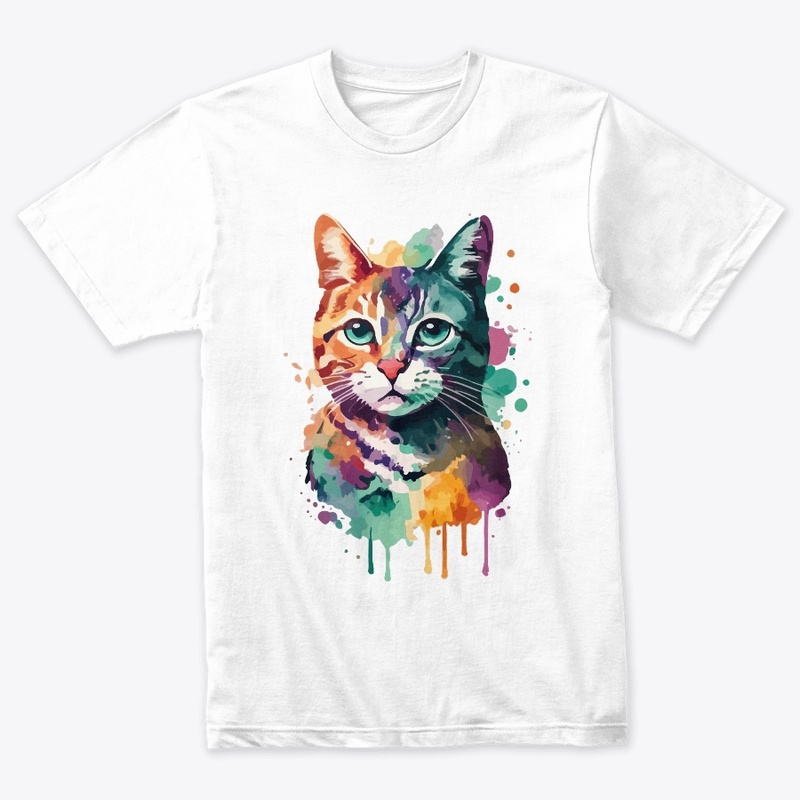 Cat Water Color T-Shirt