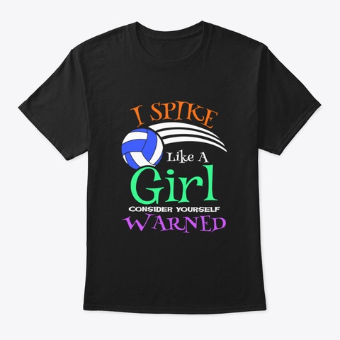 Cute Volleyball Spike Gift Print Volleyb Black T-Shirt Front