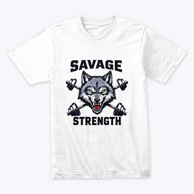 Savage Strength – Wolf & Barbell T-Shirt