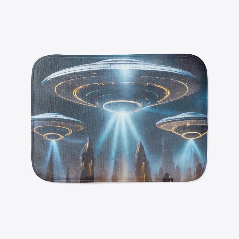 UFO's above a landscape