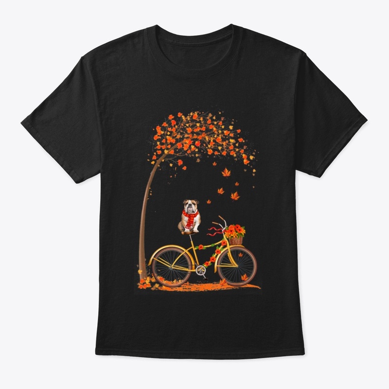 Maple Bulldog Bike Leaf  Autumn Shirt