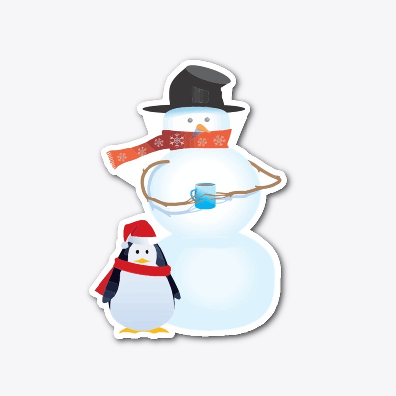 SNOWMAN AND PENGUIN STICKER