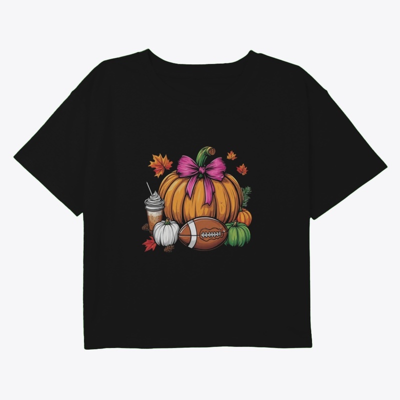 Pumpkin, Pink Bow & Football Fall Vibes