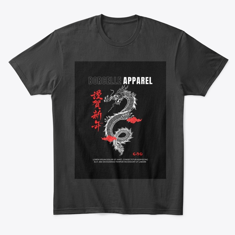 "Bold 'BORCELLE APPAREL' Black T-Shirt 