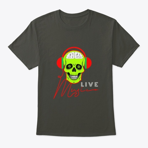 Red Skull Live Music Smoke Gray T-Shirt Front