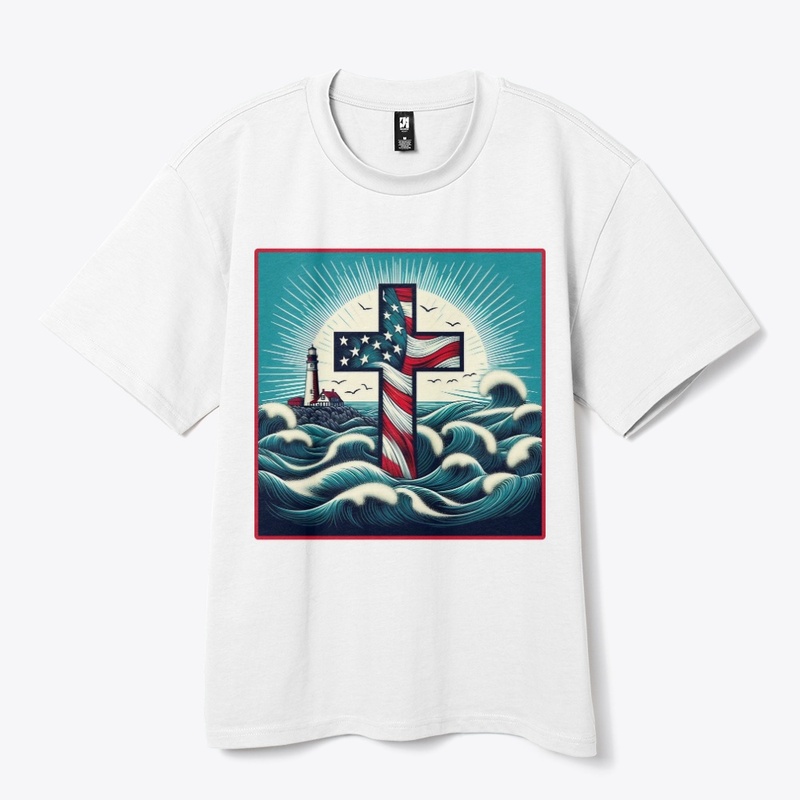 Cross Flag Faith Lighthouse July 04th
