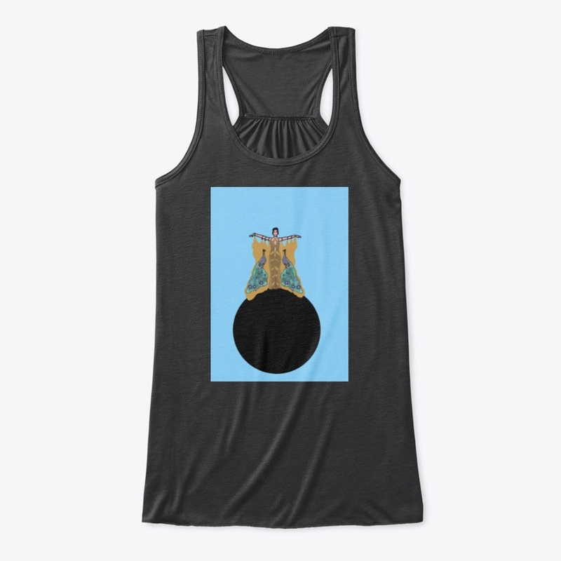 Art Deco Peacock Lady on Blue