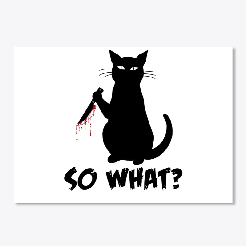 Funny Horror Murderous Knife Cat 