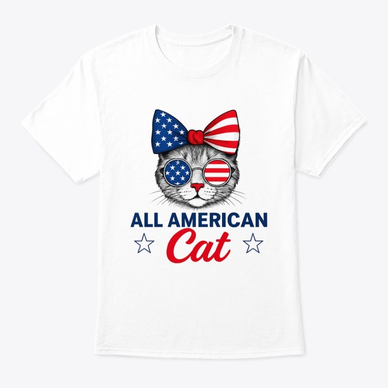 All American Cat T-Shirt Cat Lover Tee 