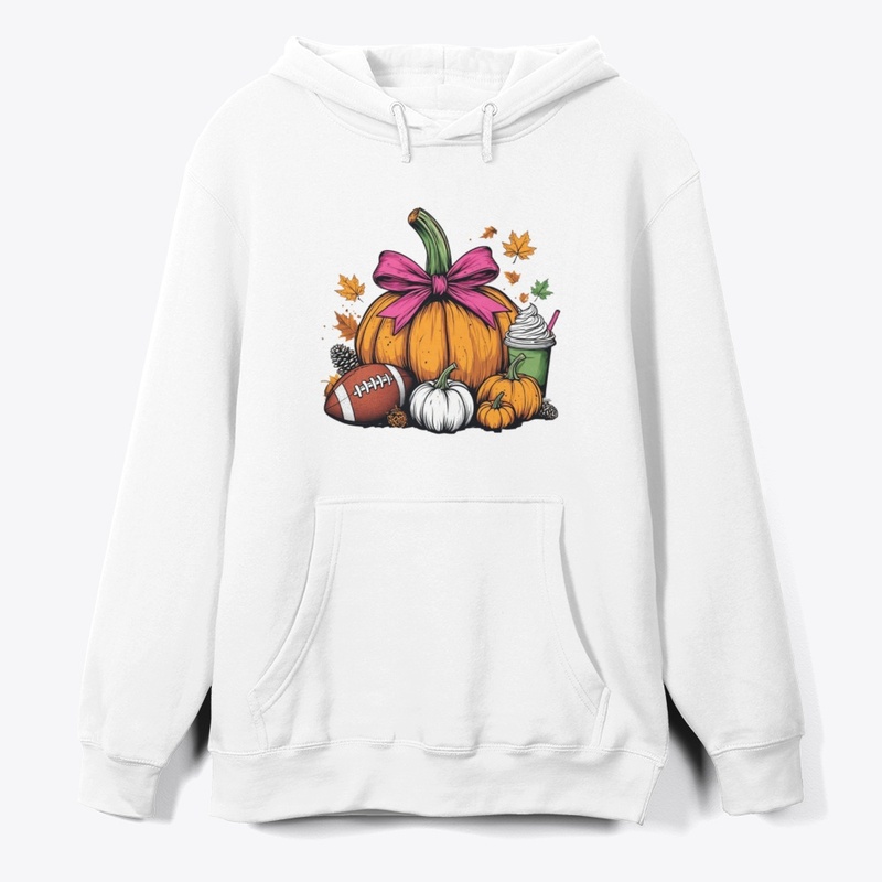 Pumpkin, Pink Bow & Football Fall Vibes 