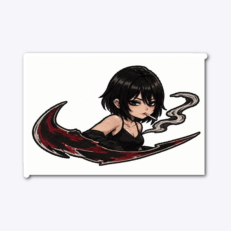 Smoking Anime Girl Scythe Sticker
