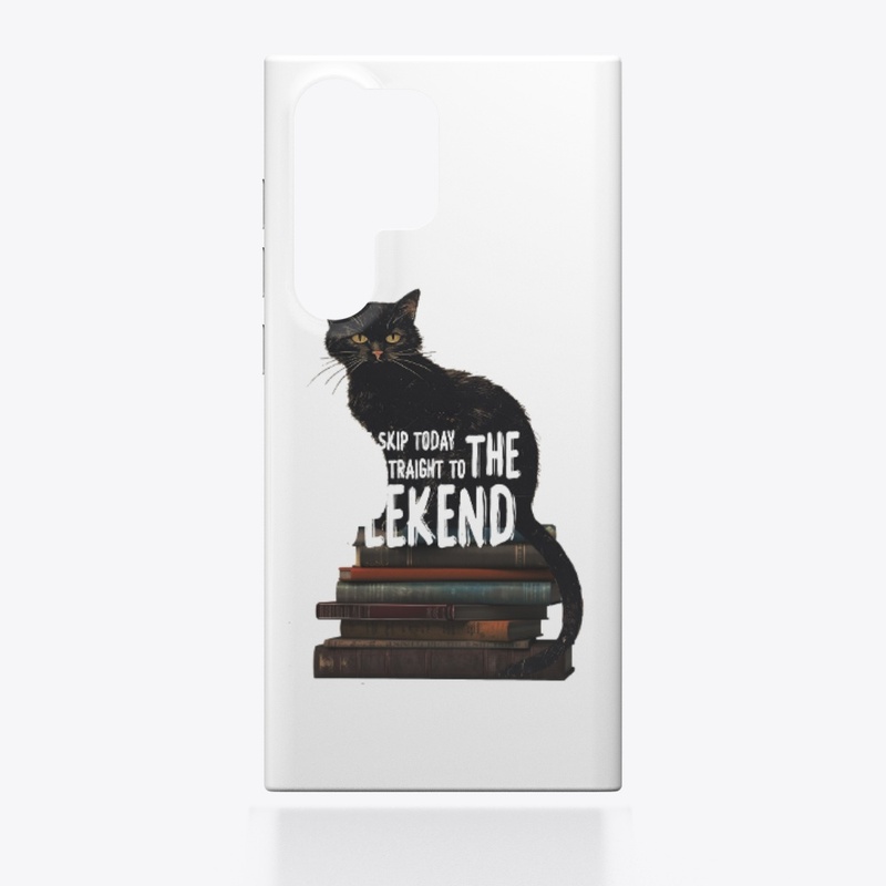 Black Cat on Books "Skip to the Weekend"