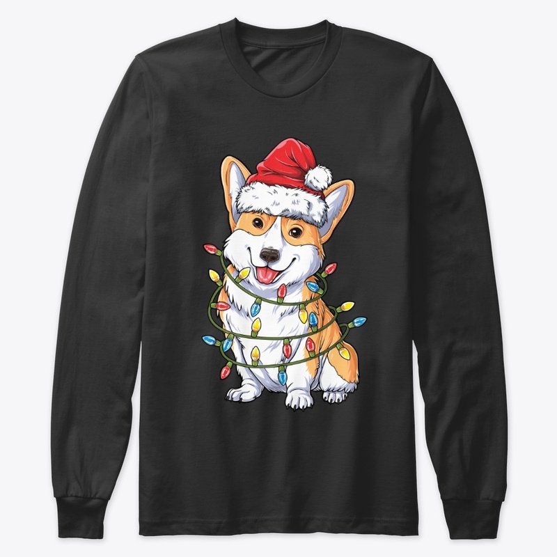 Corgi Santa Hat Xmas Lights Christmas