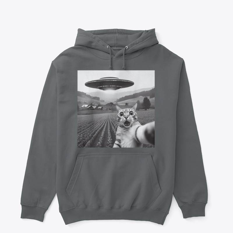 Cat Selfie With Alien UFO Funny Cat