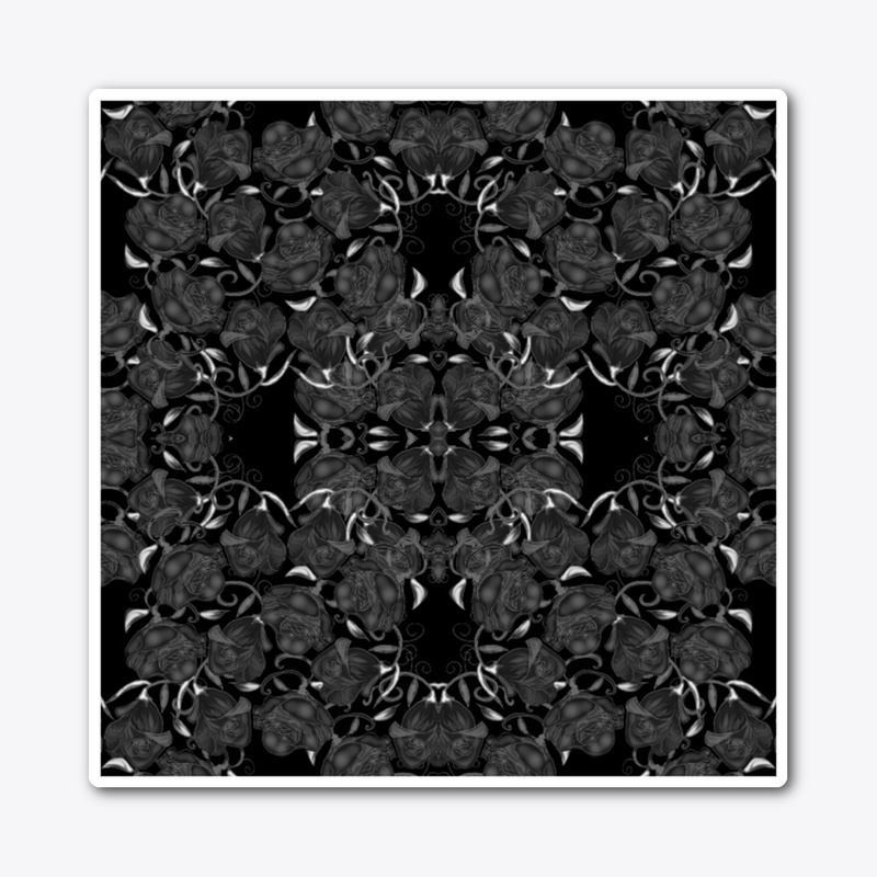 Gray Roses on Black