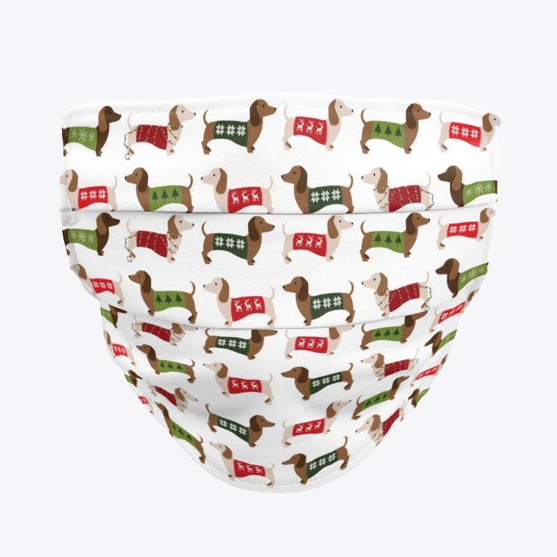 Cute Christmas Dachshunds Face Mask