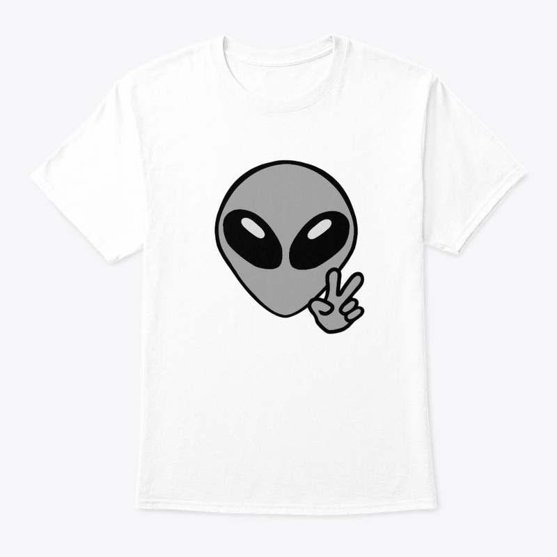 Space Alien Head With Peace Hand Sign