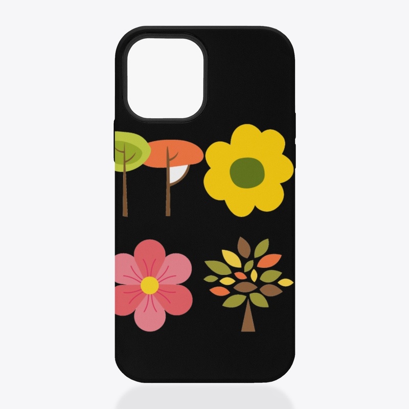 Colorful flowers and trees
