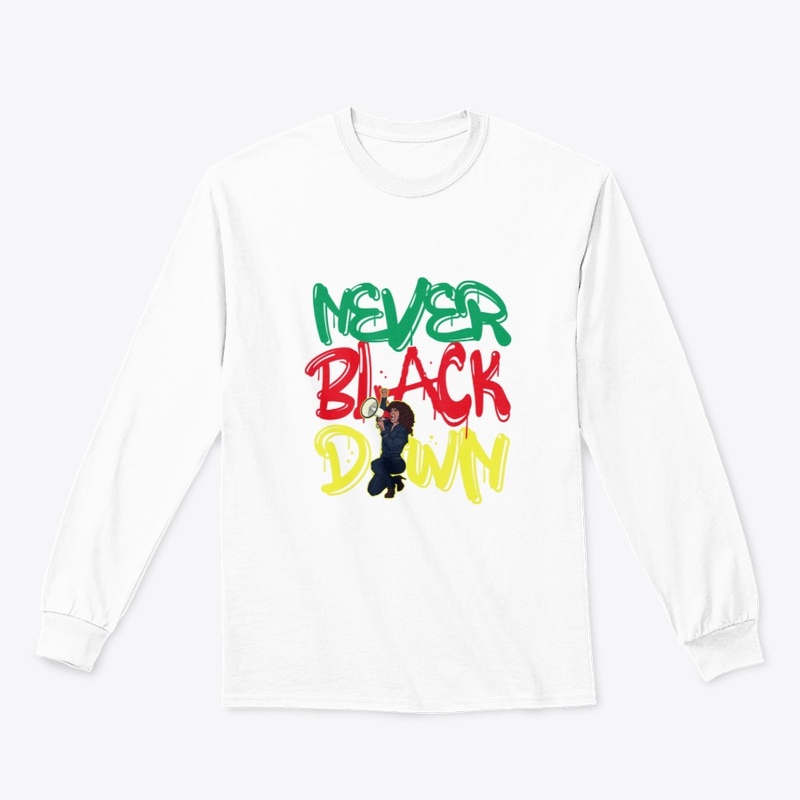 Never Black Down T-shirt and apparel 