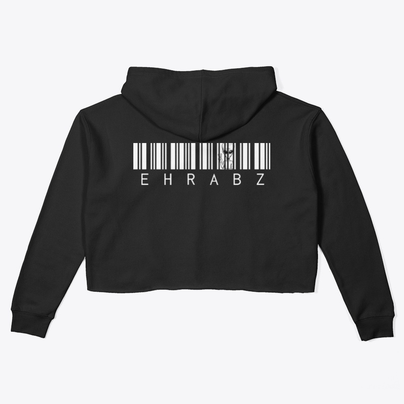 White Barcode Cropped Hoodie