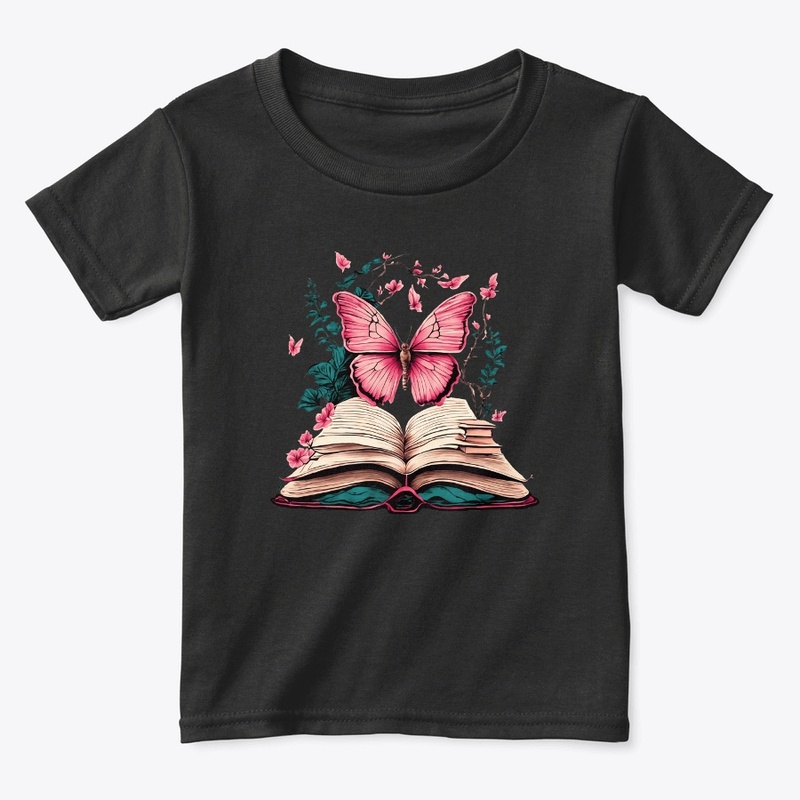 OPEN BOOK  WITH PINK BUTTERFLY