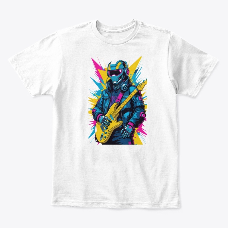 Neon Cyborg DJ Guitar Hero T-Shirt